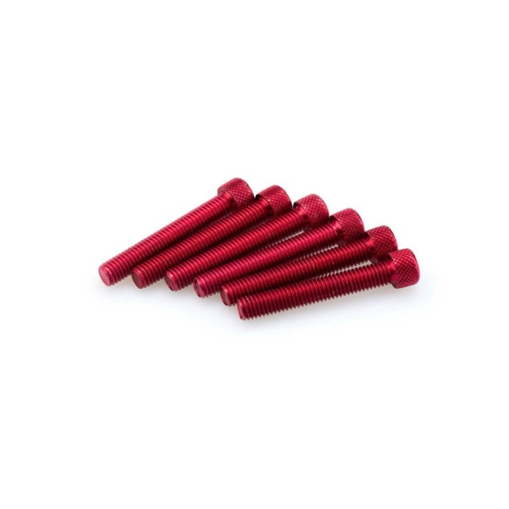 PUIG RED ANODIZED SCREWS KIT - COD. 0524R - Cylindrical head, hexagon socket. Blister of 6 pieces. Size M8 x 50mm.