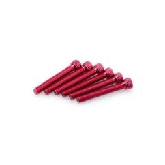 PUIG RED ANODIZED SCREWS KIT - COD. 0540R - Cylindrical head, hexagon socket. Blister of 6 pieces. Size M8 x 55mm.