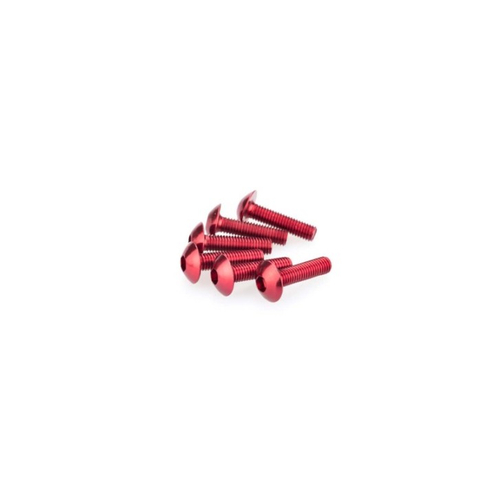 PUIG RED ANODIZED SCREWS KIT - COD. 0550R - Round head, hexagon socket. Blister of 6 pieces. Size M5 x 20mm.