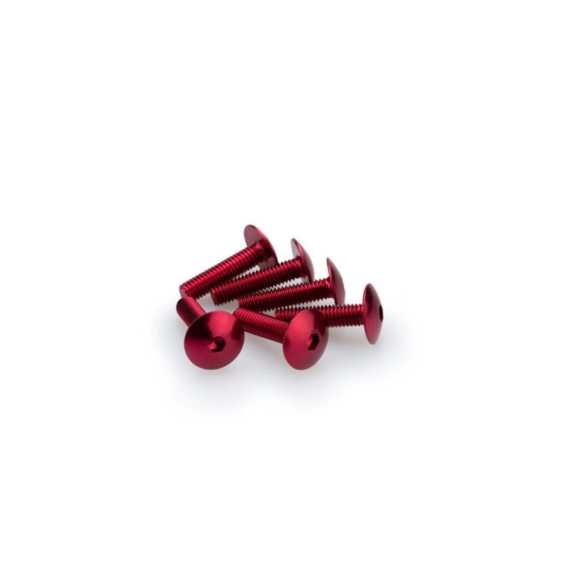 PUIG RED ANODIZED SCREWS KIT - COD. 0689R - Round head, hexagon socket. Blister of 6 pieces. Size M6 x 25mm.