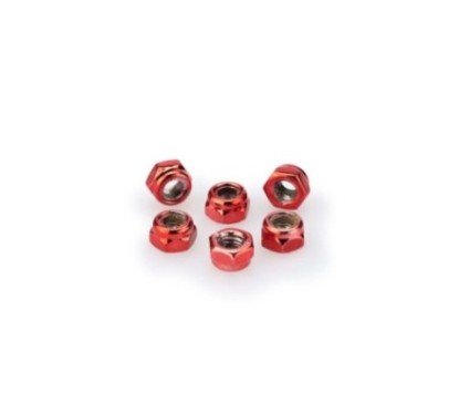PUIG RED ANODIZED SCREWS KIT - COD. 0735R - Self-locking anodized aluminum nuts. Blister of 6 pieces. Size M5.