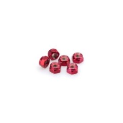 PUIG RED ANODIZED SCREWS KIT - COD. 0832R - Self-locking anodized aluminum nuts. Blister of 6 pieces. Size M8.