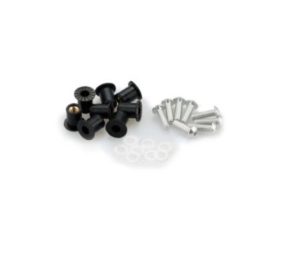 PUIG SILVER ANODIZED SCREWS KIT - COD. 0957P - Round head, hexagon socket, with Silent Block. Blister of 8 pieces. Size M5.