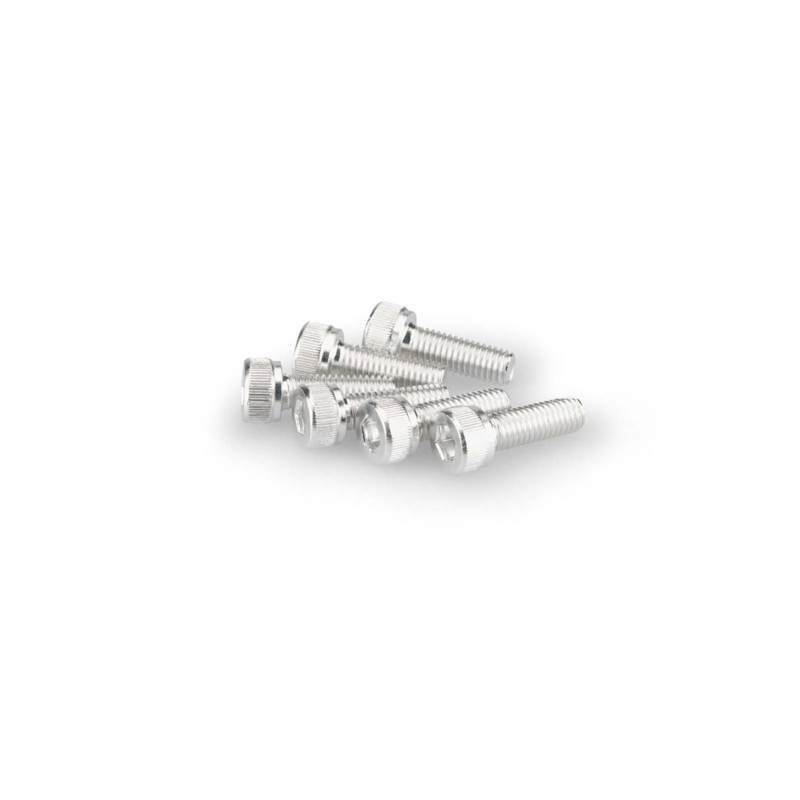 PUIG SILVER ANODIZED SCREWS KIT - COD. 0146P - Cylindrical head, hexagon socket. Blister of 6 pieces. Size M5 x 15mm.