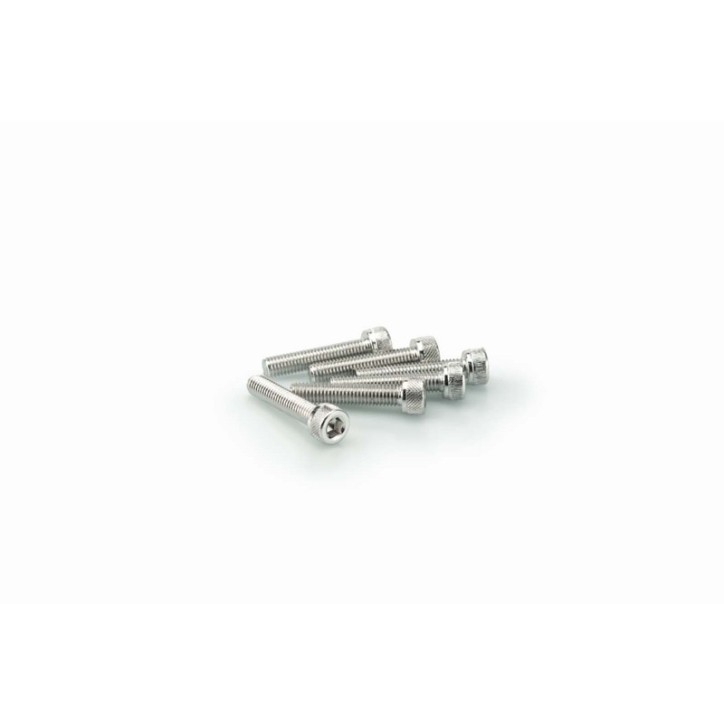 PUIG SILVER ANODIZED SCREWS KIT - COD. 0185P - Cylindrical head, hexagon socket. Blister of 6 pieces. Size M5 x 25mm.