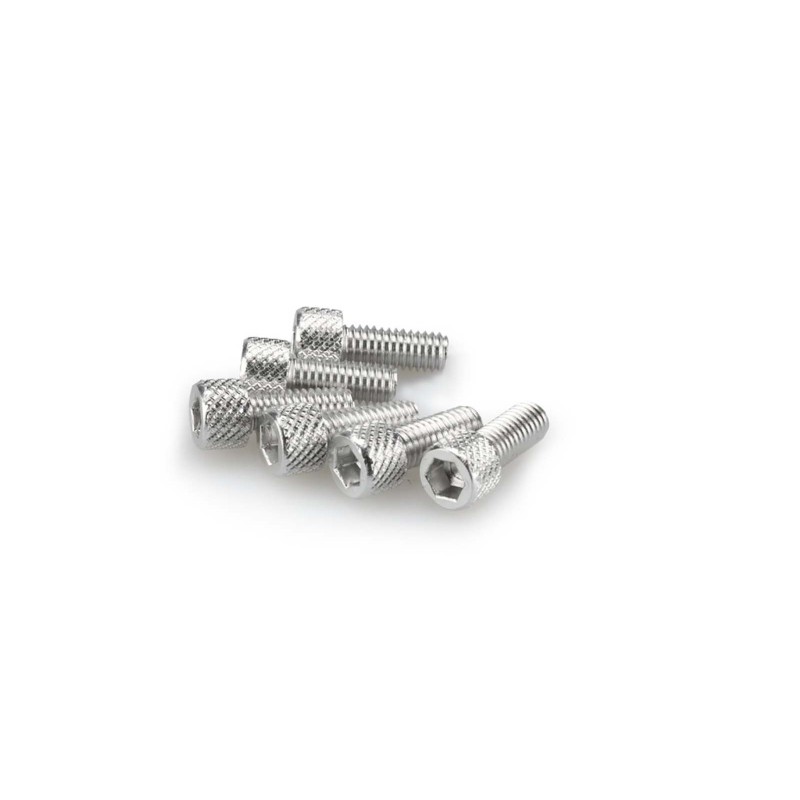 PUIG SILVER ANODIZED SCREWS KIT - COD. 0363P - Cylindrical head, hexagon socket. Blister of 6 pieces. Size M6 x 15mm.