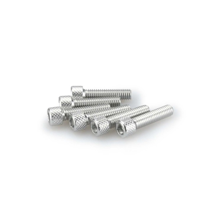PUIG SILVER ANODIZED SCREWS KIT - COD. 0544P - Cylindrical head, hexagon socket. Blister of 6 pieces. Size M6 x 25mm.