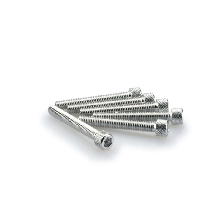 PUIG SILVER ANODIZED SCREWS KIT - COD. 0370P - Cylindrical head, hexagon socket. Blister of 6 pieces. Size M6 x 45mm.