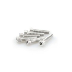 PUIG SILVER ANODIZED SCREWS KIT - COD. 0500P - Cylindrical head, hexagon socket. Blister of 6 pieces. Size M8 x 35mm.