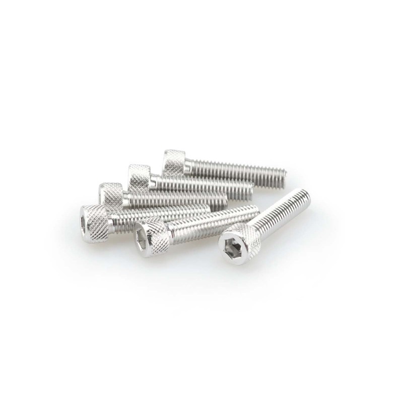 PUIG SILVER ANODIZED SCREWS KIT - COD. 0500P - Cylindrical head, hexagon socket. Blister of 6 pieces. Size M8 x 35mm.