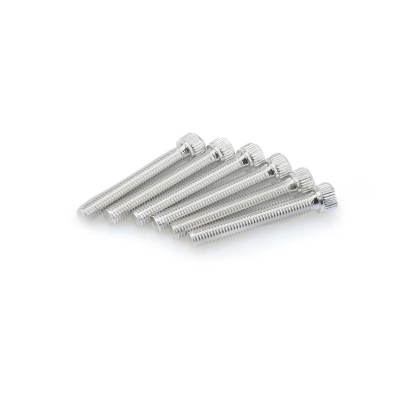 PUIG SILVER ANODIZED SCREWS KIT - COD. 0540P - Cylindrical head, hexagon socket. Blister of 6 pieces. Size M8 x 55mm.