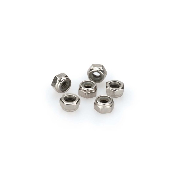 PUIG SILVER ANODIZED SCREWS KIT - COD. 0736P - Self-locking anodized aluminum nuts. Blister of 6 pieces. Size M6.