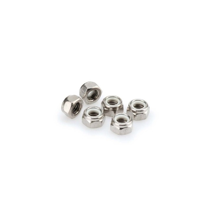 PUIG SILVER ANODIZED SCREWS KIT - COD. 0832P - Self-locking anodized aluminum nuts. Blister of 6 pieces. Size M8.