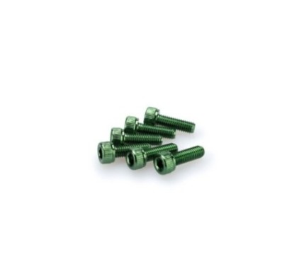 PUIG GREEN ANODIZED SCREWS KIT - COD. 0146V - Cylindrical head, hexagon socket. Blister of 6 pieces. Size M5 x 15mm.