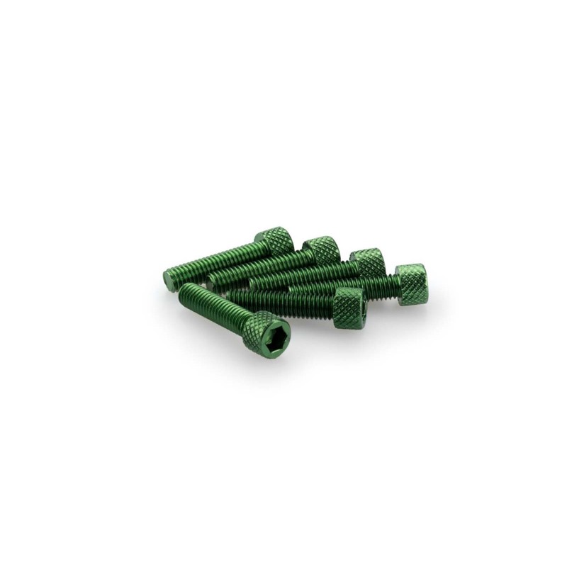 PUIG GREEN ANODIZED SCREWS KIT - COD. 0544V - Cylindrical head, hexagon socket. Blister of 6 pieces. Size M6 x 25mm.