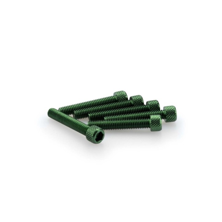 PUIG GREEN ANODIZED SCREWS KIT - COD. 0346V - Cylindrical head, hexagon socket. Blister of 6 pieces. Size M6 x 35mm.
