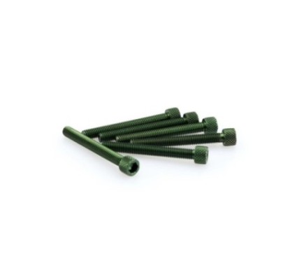 PUIG GREEN ANODIZED SCREWS KIT - COD. 0421V - Cylindrical head, hexagon socket. Blister of 6 pieces. Size M6 x 50mm.