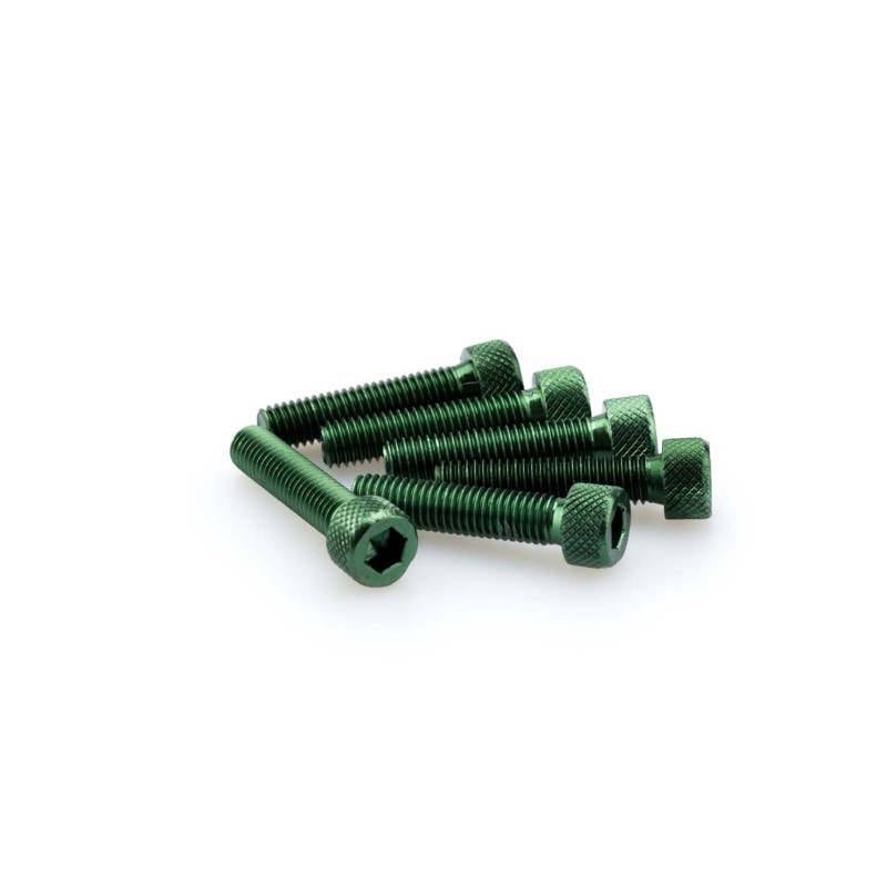 PUIG GREEN ANODIZED SCREWS KIT - COD. 0500V - Cylindrical head, hexagon socket. Blister of 6 pieces. Size M8 x 35mm.