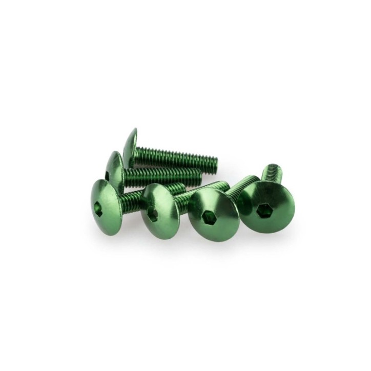 PUIG GREEN ANODIZED SCREWS KIT - COD. 0689V - Round head, hexagon socket. Blister of 6 pieces. Size M6 x 25mm.