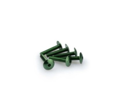 PUIG GREEN ANODIZED SCREWS KIT - COD. 3995V - Round head, hexagon socket. Blister of 6 pieces. Size M6 x 30mm.