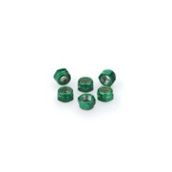 PUIG GREEN ANODIZED SCREWS KIT - COD. 0735V - Self-locking anodized aluminum nuts. Blister of 6 pieces. Size M5.