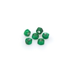 PUIG GREEN ANODIZED SCREWS KIT - COD. 0736V - Self-locking anodized aluminum nuts. Blister of 6 pieces. Size M6.