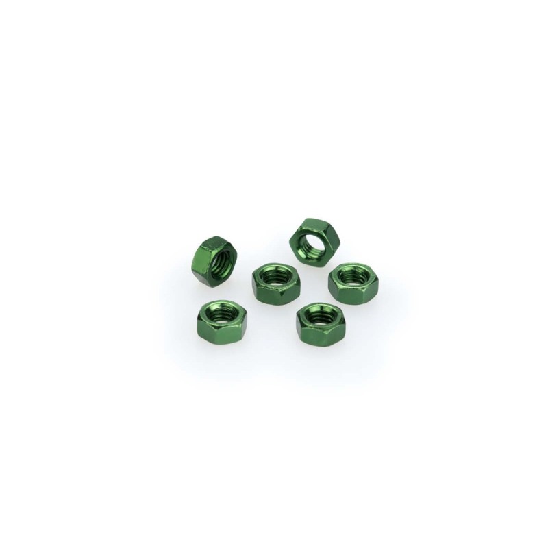 PUIG GREEN ANODIZED SCREWS KIT - COD. 0763V - Anodized aluminum nuts. Blister of 6 pieces. Size M5.