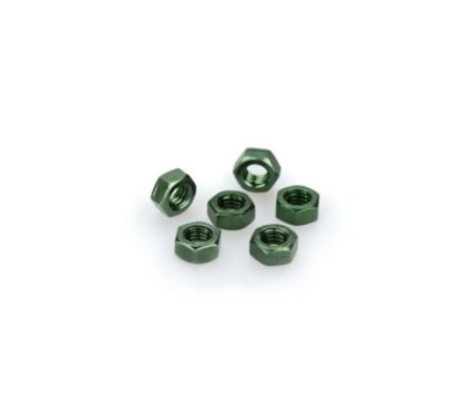 PUIG GREEN ANODIZED SCREWS KIT - COD. 0764V - Anodized aluminum nuts. Blister of 6 pieces. Size M6.