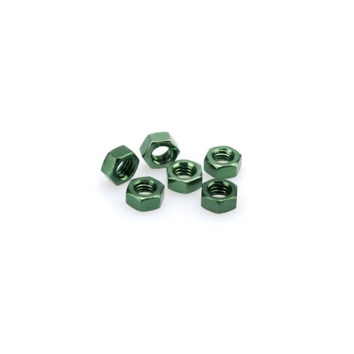 PUIG GREEN ANODIZED SCREWS KIT - COD. 0863V - Anodized aluminum nuts. Blister of 6 pieces. Size M8.