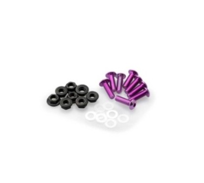PUIG PURPLE ANODIZED SCREWS KIT - COD. 0956L - Round head, hexagon socket, with nuts. Blister of 8 pieces. Size M5.