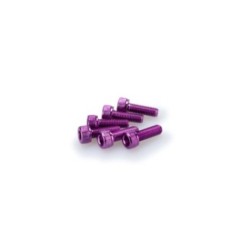 PUIG PURPLE ANODIZED SCREWS KIT - COD. 0146L - Cylindrical head, hexagon socket. Blister of 6 pieces. Size M5 x 15mm.