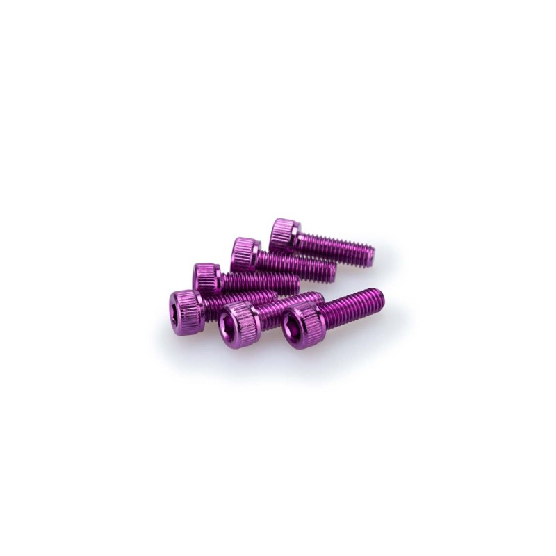 PUIG KIT DE TORNILLOS ANODIZADOS MORADO - COD. 0146L - Cabeza cilIndrica, casquillo hexagonal. BlIster de 6 piezas. TamaNo M5 x 