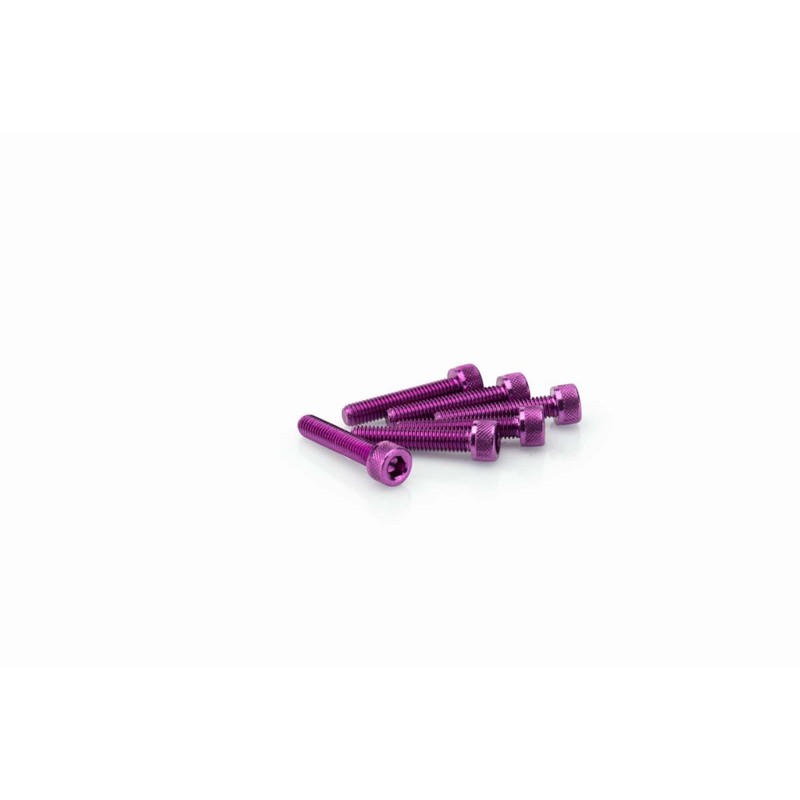 PUIG PURPLE ANODIZED SCREWS KIT - COD. 0185L - Cylindrical head, hexagon socket. Blister of 6 pieces. Size M5 x 25mm.