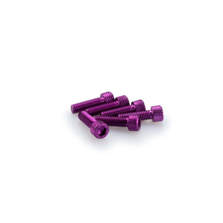 PUIG PURPLE ANODIZED SCREWS KIT - COD. 0364L - Cylindrical head, hexagon socket. Blister of 6 pieces. Size M6 x 20mm.