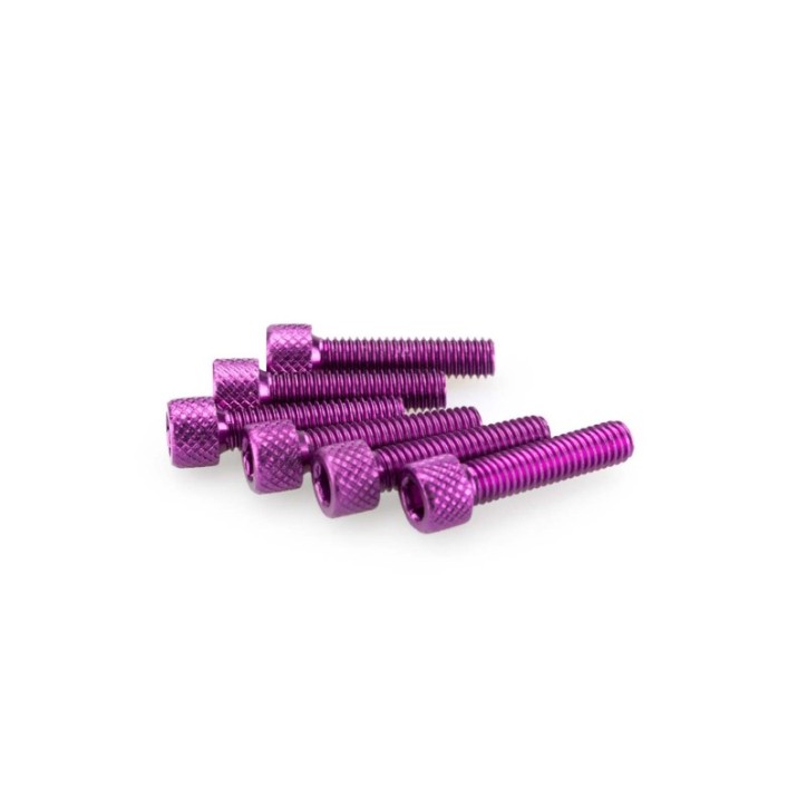 PUIG PURPLE ANODIZED SCREWS KIT - COD. 0544L - Cylindrical head, hexagon socket. Blister of 6 pieces. Size M6 x 25mm.