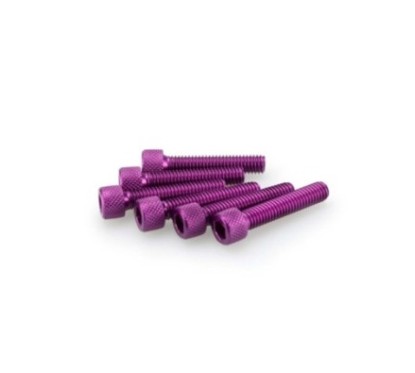 PUIG PURPLE ANODIZED SCREWS KIT - COD. 0258L - Cylindrical head, hexagon socket. Blister of 6 pieces. Size M6 x 30mm.