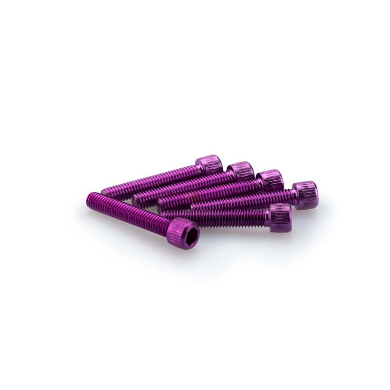 PUIG PURPLE ANODIZED SCREWS KIT - COD. 0346L - Cylindrical head, hexagon socket. Blister of 6 pieces. Size M6 x 35mm.