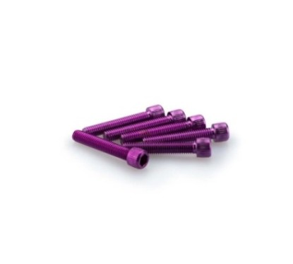 PUIG PURPLE ANODIZED SCREWS KIT - COD. 0346L - Cylindrical head, hexagon socket. Blister of 6 pieces. Size M6 x 35mm.