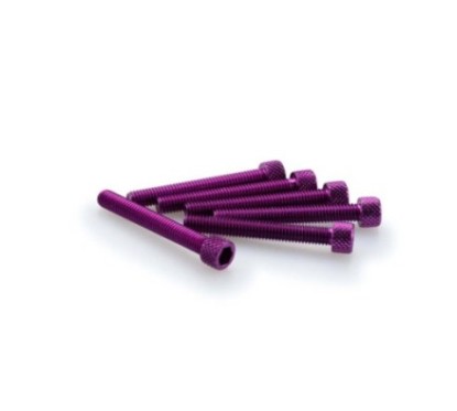 PUIG PURPLE ANODIZED SCREWS KIT - COD. 0370L - Cylindrical head, hexagon socket. Blister of 6 pieces. Size M6 x 45mm.