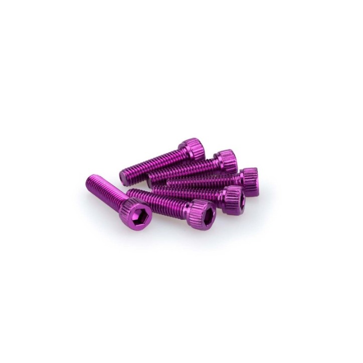 PUIG PURPLE ANODIZED SCREWS KIT - COD. 0473L - Cylindrical head, hexagon socket. Blister of 6 pieces. Size M8 x 30mm.
