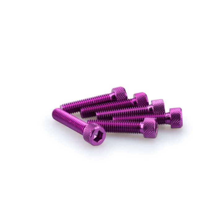 PUIG PURPLE ANODIZED SCREWS KIT - COD. 0500L - Cylindrical head, hexagon socket. Blister of 6 pieces. Size M8 x 35mm.