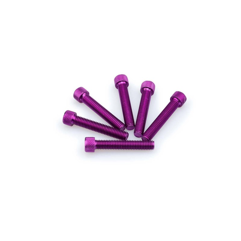 PUIG PURPLE ANODIZED SCREWS KIT - COD. 0516L - Cylindrical head, hexagon socket. Blister of 6 pieces. Size M8 x 45mm.