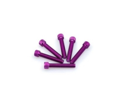 PUIG PURPLE ANODIZED SCREWS KIT - COD. 0516L - Cylindrical head, hexagon socket. Blister of 6 pieces. Size M8 x 45mm.
