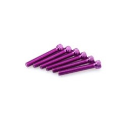 PUIG PURPLE ANODIZED SCREWS KIT - COD. 0540L - Cylindrical head, hexagon socket. Blister of 6 pieces. Size M8 x 55mm.