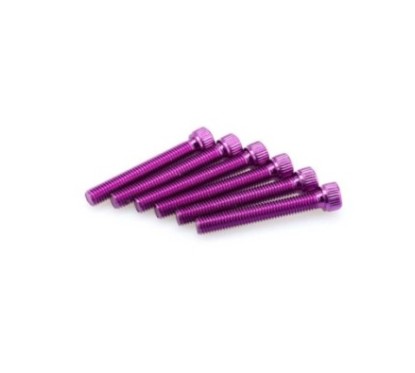 PUIG PURPLE ANODIZED SCREWS KIT - COD. 0540L - Cylindrical head, hexagon socket. Blister of 6 pieces. Size M8 x 55mm.