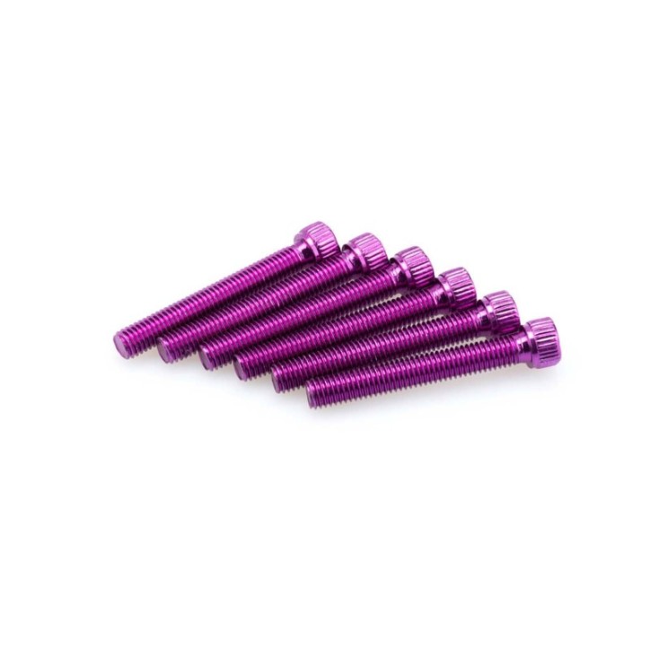 PUIG PURPLE ANODIZED SCREWS KIT - COD. 0540L - Cylindrical head, hexagon socket. Blister of 6 pieces. Size M8 x 55mm.