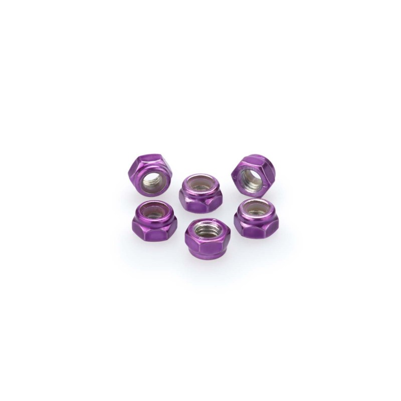 PUIG KIT DE TORNILLOS ANODIZADOS MORADO - COD. 0735L - Tuercas autoblocantes de aluminio anodizado. BlIster de 6 piezas. TamaNo 