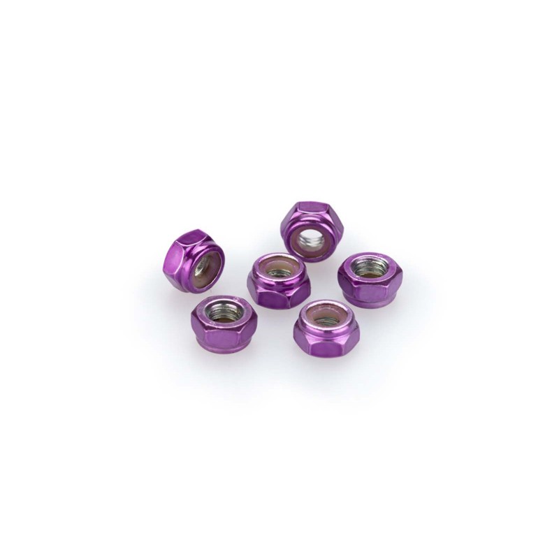 PUIG KIT VIS ANODIZZATE VIOLA - COD. 0736L - Dadi EN ALUMINIUM anodizzato autobloccanti. Blister da 6 pezzi. Misura M6.