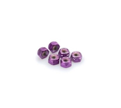 PUIG PURPLE ANODIZED SCREWS KIT - COD. 0832L - Self-locking anodized aluminum nuts. Blister of 6 pieces. Size M8.
