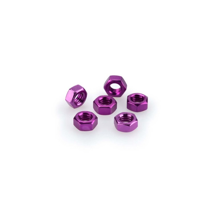 PUIG KIT VIS ANODIZZATE VIOLA - COD. 0764L - Dadi EN ALUMINIUM anodizzato. Blister da 6 pezzi. Misura M6.